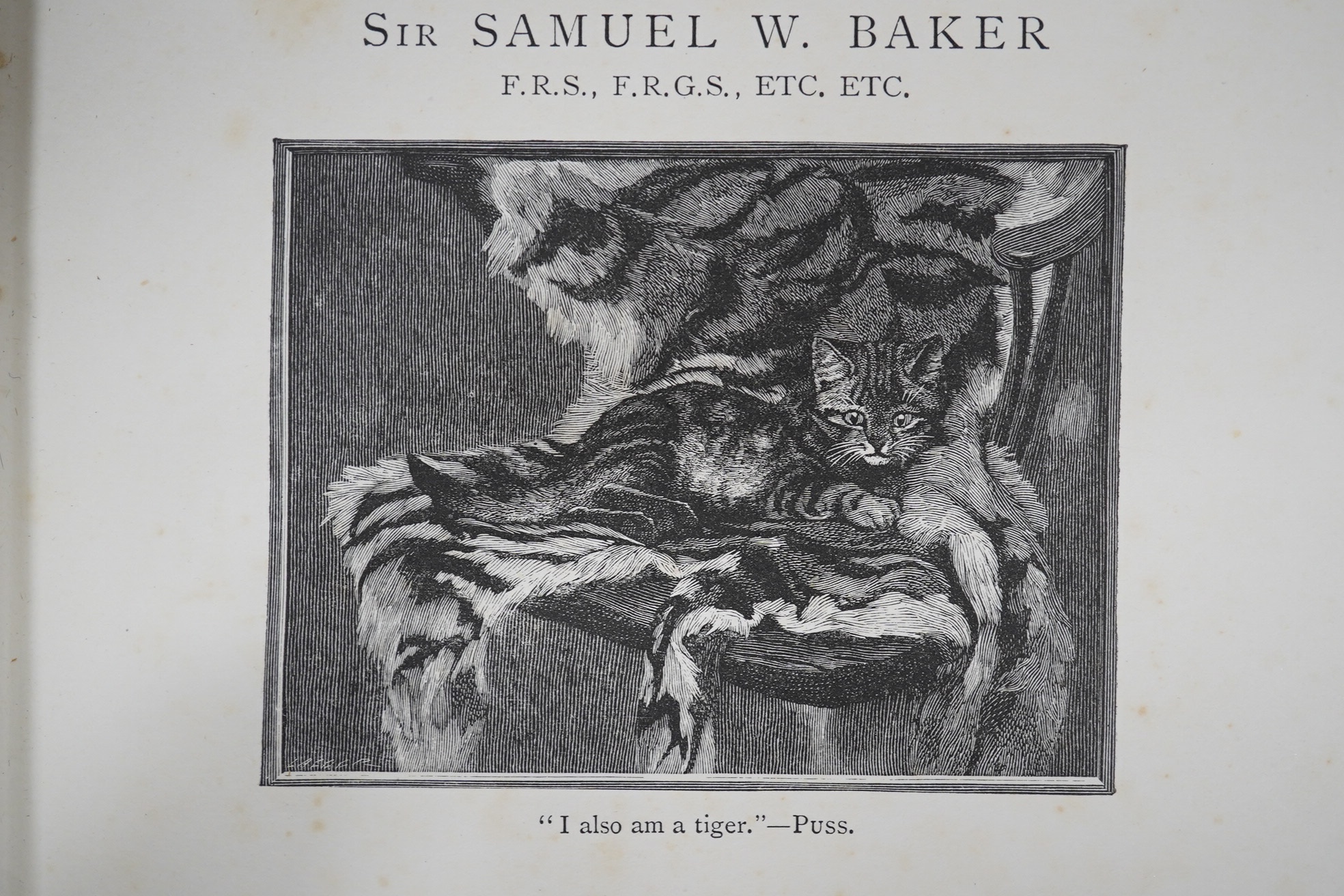 Baker, Sir Samuel W. - Wild Beasts and their ways: reminiscences of Europe, Asia, Africa, and America. 2 vols. title illus. & 28 plates: original gilt ruled and pictorial cloth. 1890